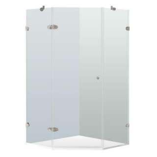 38 in. x 73 in. Frameless Neo Angle Shower Enclosure in Brushed Nickel 