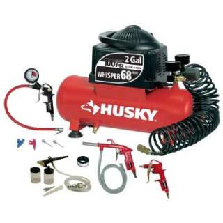 Husky 2 Gal. Portable Electric Air Compressor and 4 Tool Kit HD1004TK 