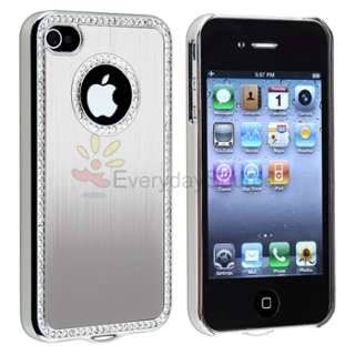 Silver Luxury Bling Diamond Hard Case Cover+MIRROR Protector for 