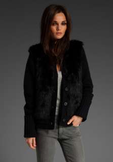 JUICY COUTURE Arctic Fox Faux Fur Cardigan in Black at Revolve 