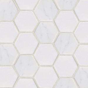 Jeffrey Court Statuario Hex Mosaic 12 in. x 12 in. Marble Floor and 