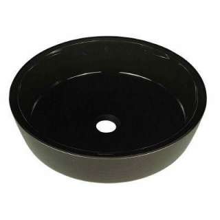 Above Counter Round Tempered Glass Vessel Sink in Black DISCONTINUED