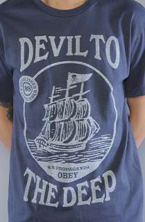Obey The Devil To The Deep Basic Heather Tee in Heather Denim 