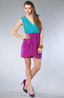 Blaque Label The Two Tone Silk Tulip Dress in Teal and Magenta 