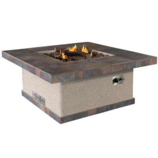 Cal Flame 55,000 BTU Gas Outdoor Square Fire Pit With Tile Countertop 