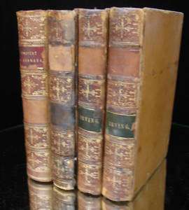 1850~Irvings Works~Fine Antique Leather Bound Books Map  