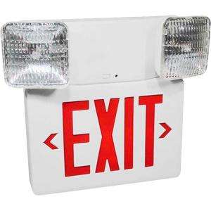 Progress Lighting LED Exit Sign With Red Letters and Emergency Lights 