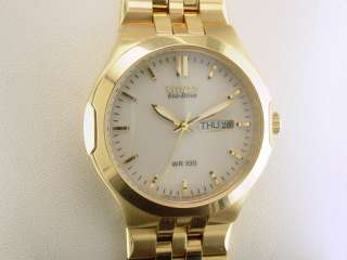 Citizen Eco Drive Corso Gold Tone BM8402 54P WR 100 Mens Wrist Watch 