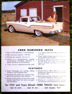 1957 FOrd Ranchero Facts Brochure Sheet 57  