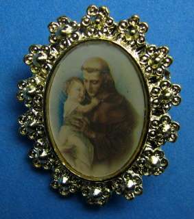 Lovely New Full Color Pictorial St. Anthony Pin  