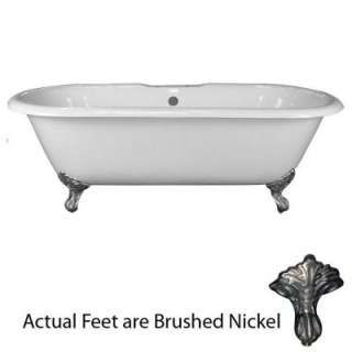   Ball and Claw Feet Double Roll Top Tub with 7 in. Deck Holes in White