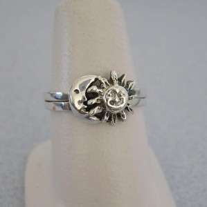 Mexican 925 Silver Taxco Sun & Moon Double Ring Sizes  