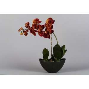 Kunst Blume Orchidee Phalaenopsis in Schale orange Seiden Blume 