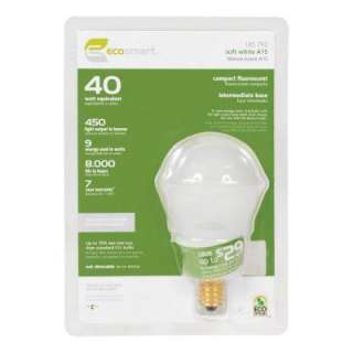 EcoSmart 9 Watt (40W) A15 Household CFL Light Bulb (1 Pack) ES5A809I 