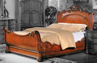 Distressed Cherry Victorian King Sleigh Bed  
