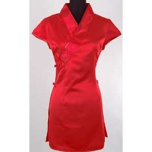 Chinesisch Long Shirt Bluse Kleid Top Rot Verfügbare Größen 32, 34 