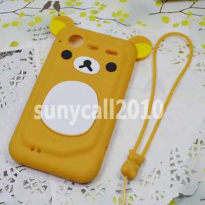 Brown cute lovely bear Silicone Case cover skin for HTC Incredible S2 
