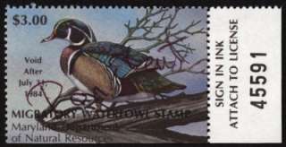 MARYLAND 10 VF NH 1983 DUCK STAMP SIGNED BY ARTIST  