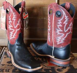 Mens JUSTIN Bent Rail BURNISHED Black CALF Square Toe Cowboy boots 9 