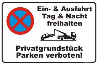 20x30cm Parkverbot Schild Aufkleber Parken verboten Ein  Ausfahrt 