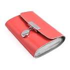 Women Watermelon Red Glossy Genuine Leather ID Credit Card Case Holder 