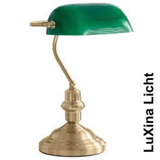 Tischleuchte Bankerlampe Bankerslamp messing Glas grün  