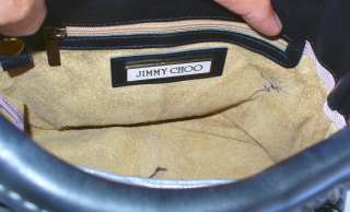 AUTHENTIC JIMMY CHOO SMALL BLACK LEATHER TULITA BUCKLE HANDBAG  