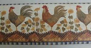   Border Country Style Roosters Chicks sunflowers Chickens  