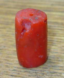 Antique Red Coral Bead From Nigeria Rare Cylinder Shape  