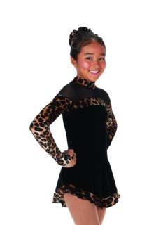 New 567 Velvet Leopard Black Skating Dress Youth  