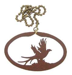 Pheasant rust colored metal ornament/fan pull  