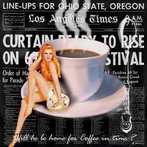 Kunstdruck 70x70 Terrani HOME FOR COFFEE   Bild Kaffee Pin Up Girl 