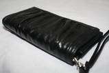 STYLE & CO. NEW CLASSIC BLACK RUCHED DISTRESSED PVC WRISTLET CLUTCH 