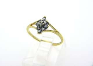 Vintage 10k Yellow Gold Cluster Diamond Ring size 7  