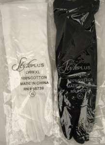 100% Cotton Long WHITE BLACK Gloves NEW Vintage X LARGE  