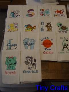 12 Personalized Burp Cloths Custom Baby or Shower Gift YOU choose 