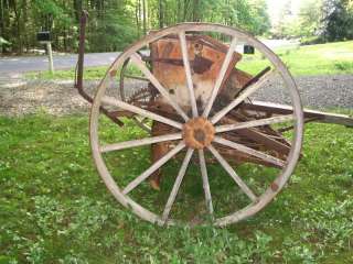 John Deere 6 foot wooden grain drill with wood wheels Antique Vintage 
