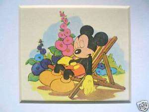 Mickey Mouse Sleeping Vintage 1940s Disney print RARE  