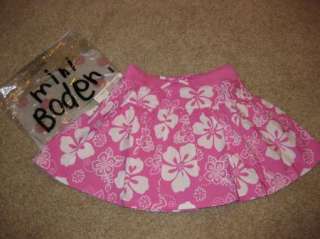 NEW Girls MINI BODEN sz 7 8 Pink Tropical Flower Skort & T shirt 