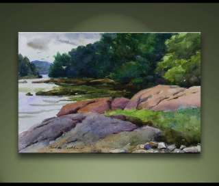 Shore Rocks Waldoboro Maine Landscape Painting Bechler  