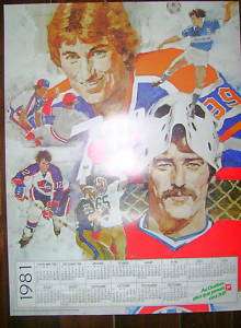 1980 81 7 UP Wayne Gretzky Poster,Carter, Larocque,etc  