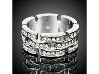 Wedding Band Ring White GP Swarovski Crystal R657W  