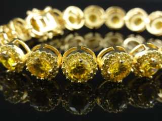 Mens Womens New Gold Finish Diamond Simulate White/Yellow Bracelet 8 