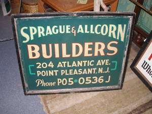 Vintage Sprague & Allcorn painted wood sign L@@K  