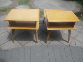PAIR HEYWOOD WAKEFIELD CHAMPAGNE END TABLE MID CENTURY  