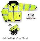 Hi Viz Class 3 Safety Bomber Jacket XL w/ Winter Gloves