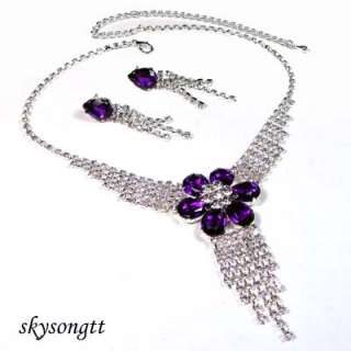 Swarovski Crystal Purple Rhinestone Necklace Set S1278V  