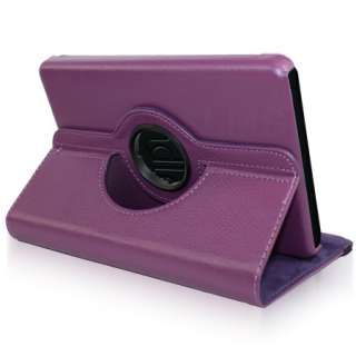   Rotating Wallet Leather Case For  Kindle Fire Film   Purple