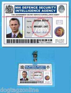 James Bond Daniel Craig 007 I.D. Card ID Laminated MI6  