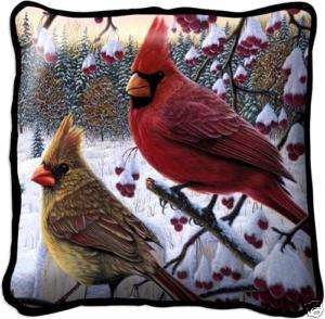 17 Large CARDINAL Winter Snow Pillow Cushion Tapestry  